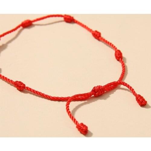 2Pcs 7 Knots Lover Red String Friendship Bracelet Attract Wealth Amulet Success