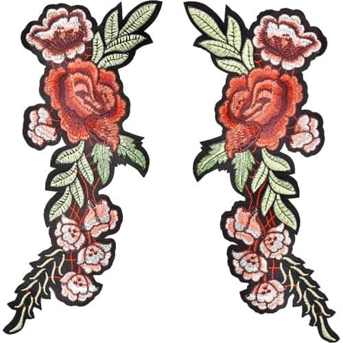 2PCS applique embroidery flower patches iron on big plant patches for clothing embroidered iron-on patch stickers for clothes