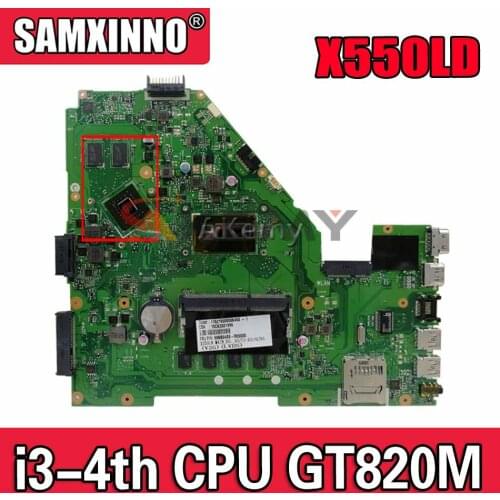 Akemy X550LD Laptop motherboard for ASUS VivoBook X550LD X550LC X550LN X550L mainboard DDR3L 4GB-RAM I3-4010U GT820M LVDS