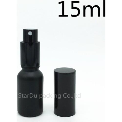 Free Shipping 10pcs 15ml black Frosted glass bottle with black aluminum sprayer,15cc Essential Oil Spray perfume bottle