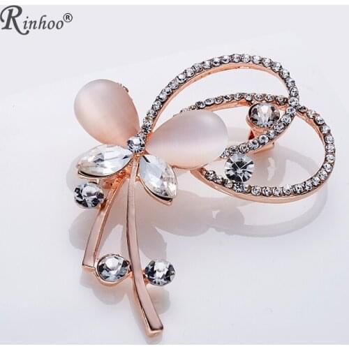 RINHOO Animal Butterfly Brooch For Women Europe America Fashion Wedding Party Christmas Jewelry Stones Crystal Brooch Pins