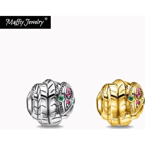 Snake Beads 925 Sterling Silver Golden Fits Bracelet Bangles 2021 New Fine Jewelry Accessories DIY Making Necklace Charms Gift