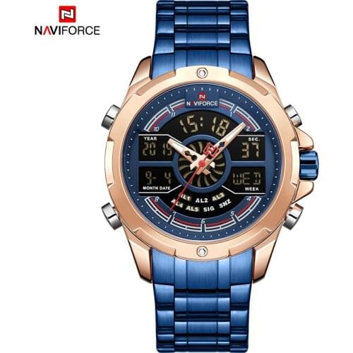 NAVIFORCE Men Watch Clock Chronograph Military Top Brand Fashion Digital Stainless Steel Sport Analog 30M Waterproof Luxury 2021