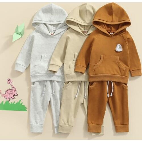 Pudcoco Baby Clothes Suits Hooded Sweater + Pants, Big Pocket Decoration Elastic Waist Drawstring Spring Clothing 0-3T