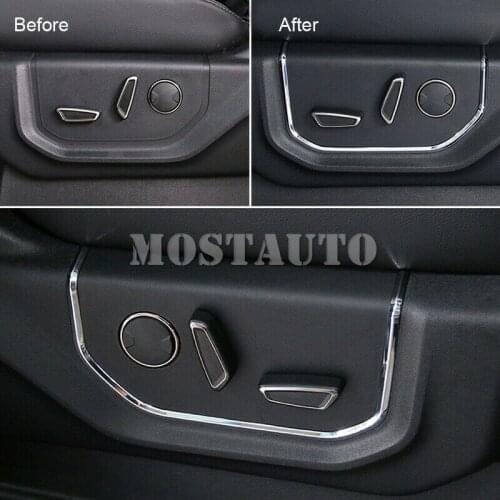 For Ford F150 F-150 2015-2019 ABS Chrome Seat Button Adjustment Cover Trim 2pcs Car Accessories Interior Car Decor Car Trim