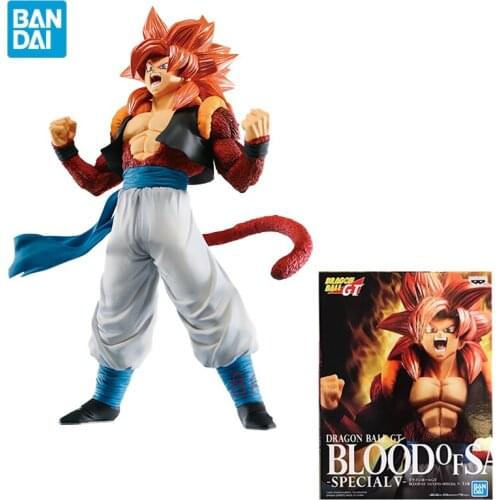 Original Bandai Dragon Ball Z Anime Figure GT Blast of Saiyans Super 4 Gogeta 20cm Anime Action Figures Dolls Toys for Children