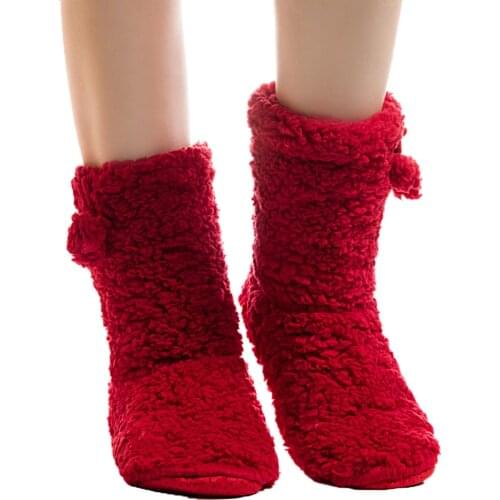FRALOSHA New Wholesale Women Plush Home Shoe Coral Fleece Indoor Floor Sock Winter Foot Warmer Soft Bottom Slippers Home Dress