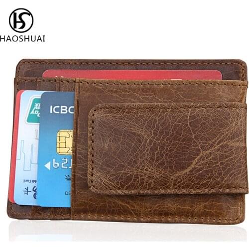 HAOSHUAI Mens Money Clip Wallets