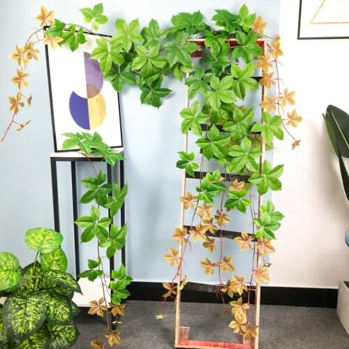 160cm 18 Heads Artificial Lvy Plants Fake Leafs Flowers Creeper Green Vine Wreath Silk Big Leaves For Home Plant Wall Hanging