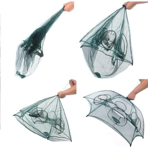 6 hole nets china fish crab trap network cages shrimp nylon netting Automatic Fishing Cage Foldable Trap Cast Net Folding