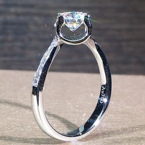 18K Au750 White Gold Women Wedding Party Engagement Ring 1 2 3 4 5 Carat Round Moissanite Diamond Ring Heart Trendy Classic Gift