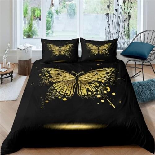 Luxury 3D Butterfly Print Kids Teens Bedding Sets Comfortable Duvet Cover Pillowcase Home Textile Single Queen and King Size