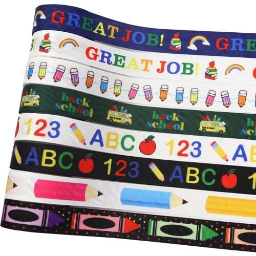 Grosgrain Ribbon geometry Printed Ribbons letter Cartoons interesting lovelyPattern for Gift Wrapping Home Decor 7/8Inch X 5Yard