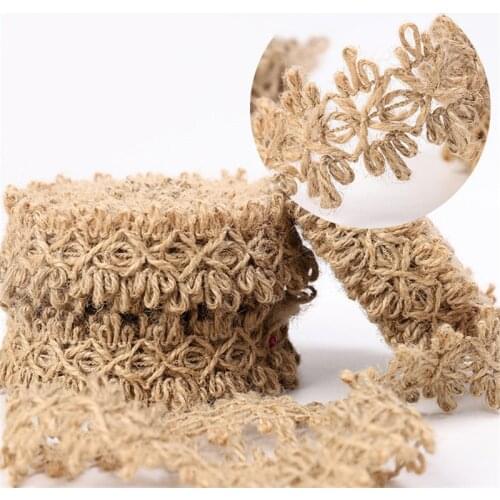 5M Jute Lace Ribbon Hollow Flat Hessian Burlap Ribbon Sewing Lace DIY Accessories Retro Rustic Wedding Festival Party Decoration