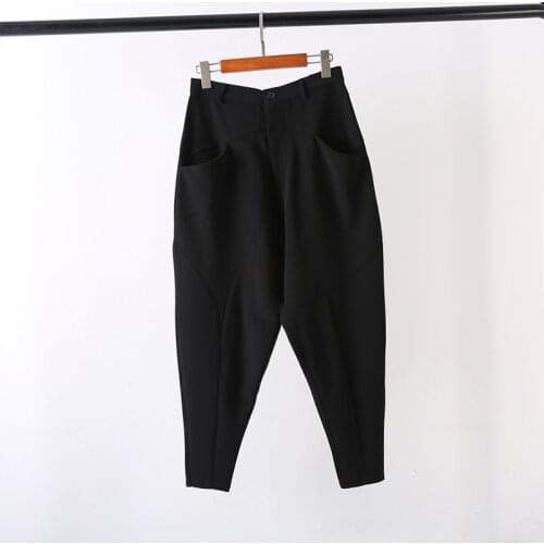 Owen Seak Men Casual Harem Pants Men Clothing Cargo High Street Sweatpants Autumn Men Calf-Length Japanese Black Pants