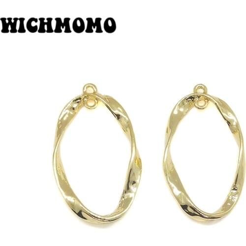 2019 New Fashion 2pieces/bag Oval High Quality Zinc Alloy Gold Pendant Connector Linker DIY Necklace Earring Jewelry Accessories