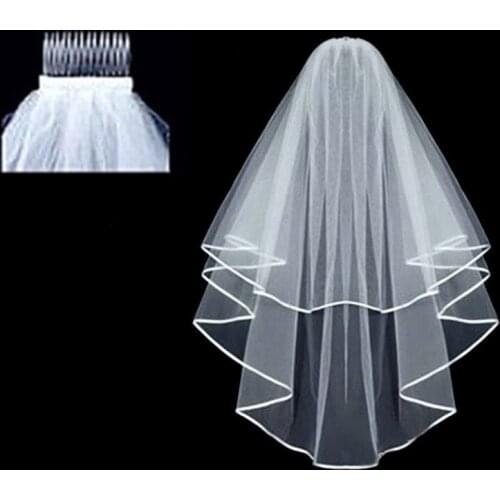 New Arrival Satin Ribbon Edge Tulle Short Bridal Wedding Veils One Layer Wedding Veils Wedding Accessories