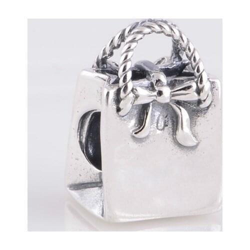 Fits Pandora Bracelet DIY Making 100% 925 Sterling Silver Original Beads Bow Hand Bag Charm Women Jewelry LW302