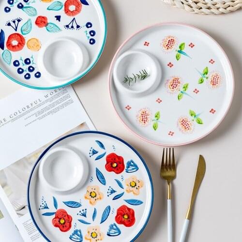 Modern housewives' creative ceramic tableware dumpling plate Lovely Japanese dish with vinegar and water