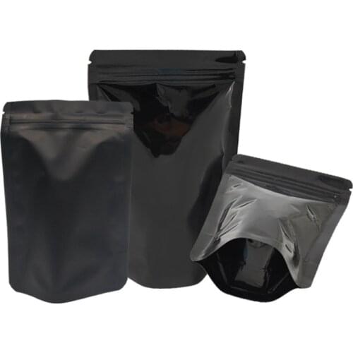 100 pcs Black Aluminum Foil Stand Up Pouches Zip Lock Food Tea Coffee Storage Mylar Bag With Zipper Lock Bags Free Shipping