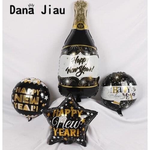 Wed decor 2020 HAPPY YEAR countdown party decoration helium balloon black Champagne bottle balloons 2020 year Celebration toy