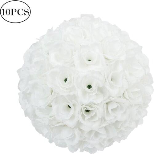 Ten beautiful 25 cm white wedding decoration balls silk flowers 190823215