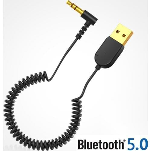 USB Bluetooth Adapter 3.5mm Jack Aux Bluetooth V5.0 Receiver Audio Transmitter Dongle Cable for Car Speaker Headphones Louder