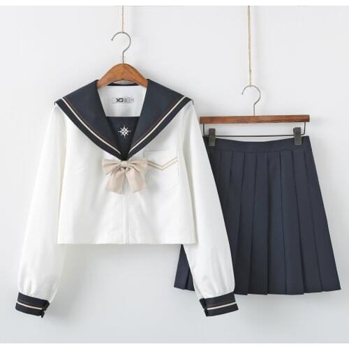 Japanese JK Uniform Orthodox Sets Spring And Autumn Sailor Suit COS School Wear Women Tops+skirts High Quality School Uniforms