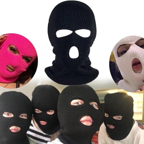 Full Face Cover Mask Three 3 Holes Winter Ski Cycling Mask Beanie Hat Head Warm Face Masks Balaclava Knit Hat Army Tactical CS