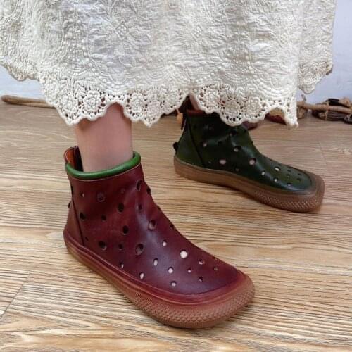 YourSeason Genuine Leather Shoes Ladies Summer Boots Zip Vintage Concise Female Platform 2021 New Hollow Sandals Handmade