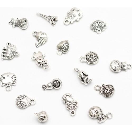 10pcs Fashion Design Silver color Zinc alloy kitty Eiffel tower Pendant Jewelry accessories For Women