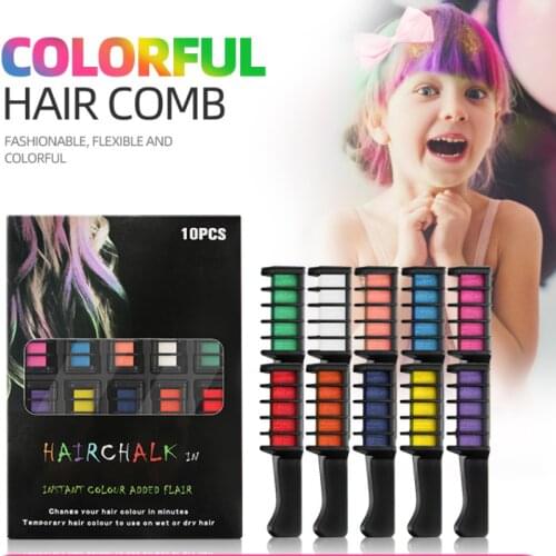 10pc Hair Mascara New Design Crayons for Hair Color Chalk for the Hair Color Temporary Blue Hair Dye With Comb