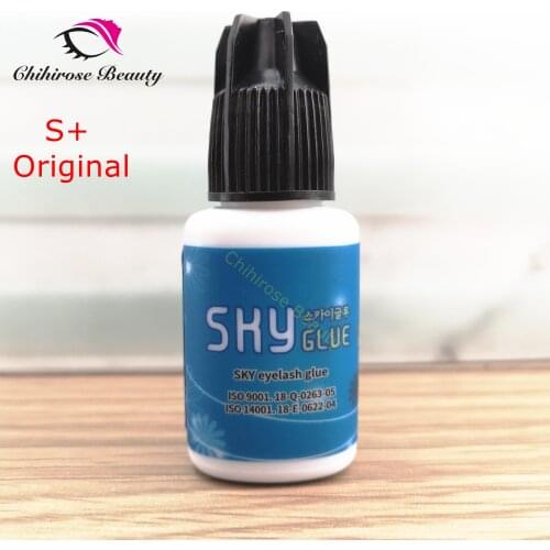 10bottles Sky Glue S+ for eyelash eyebrow extensions fast drying 1-2s long last time 6-7 weeks Eyelash Adhesive 5ml Black Cap