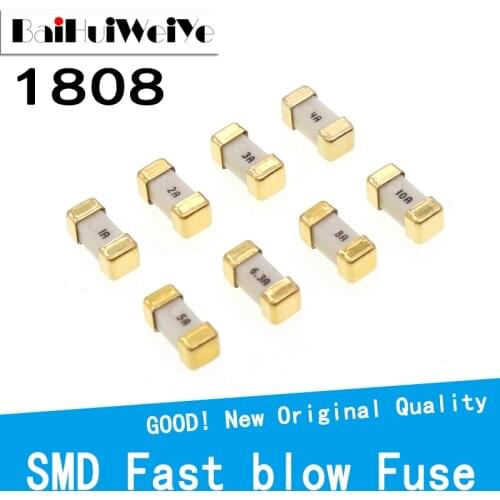 10PCS/LOT 1808 125V 250V 0451 SMD Fast blow Fuse 0.5A 1A 2A 3A 4A 5A 6.3A 7A 8A 10A 12A 15A 20A ultra-rapid fuses Ceramic Fuse