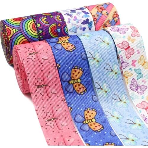 10 Yards 1.5'' 38MM Butterfly Flowers Printed Ribbon For Hair Bows DIY Crafts Handmade Accessories Y2021030602