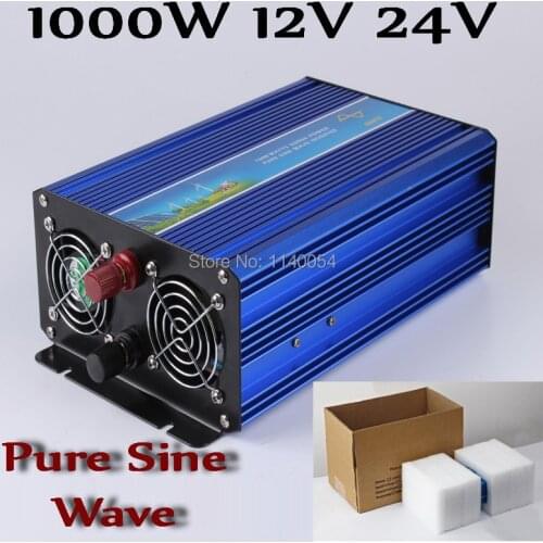 1000W Off Grid Inverter DC12V or 24V to AC100/110/120VAC or 220/230/240V Pure Sine Wave Output Solar Wind Inverter 1000W 24V 12V