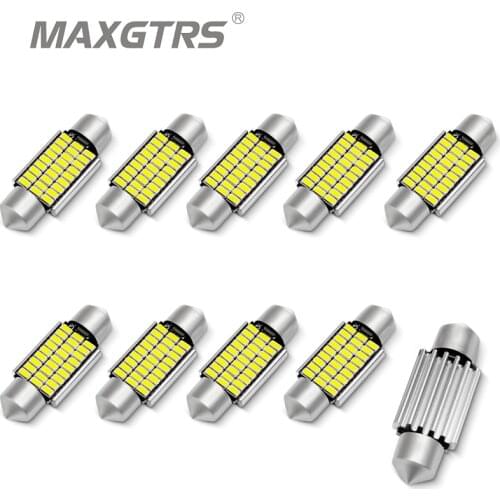 10x Car Festoon C5W Bulb 12V Canbus Error Free 5W 3014 LED Chip Lamp Interior Dome Reading Map Lights 6000K 31/36/39/41mm