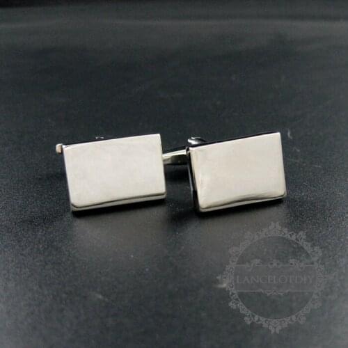 13x20mm smooth surface rhodium silver plated brass novelty cufflinks fashion DIY sleeve buttons cuff links findings 1500066