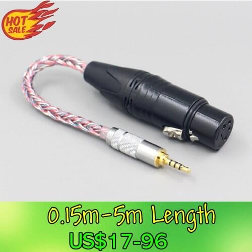 LN007726 16 Core Silver OCC OFC Mixed Braided Cable For 3.5mm 2.5mm 4.4mm 6.5mm Type C To XLR 4 pole Female Converter