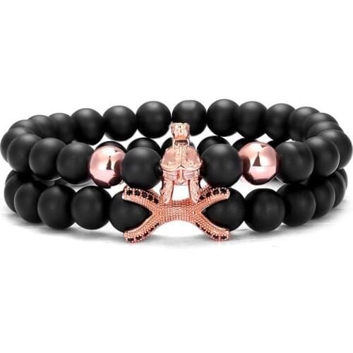 2 piece set /Glamour Knight Warrior Gladiator Helmet Bracelet Mens Natural Stone Yoga Elastic Bracelet Wholesale