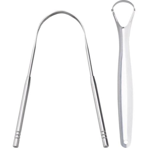 2pcs Stainless Steel Tongue Cleaner Bad Breath for Care