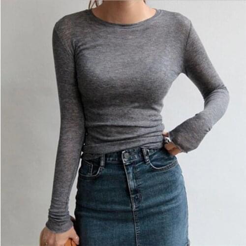 2020 Autumn New Fashion Casual Slim Fit All-Match Round Neck Long Sleeve T-Shirt