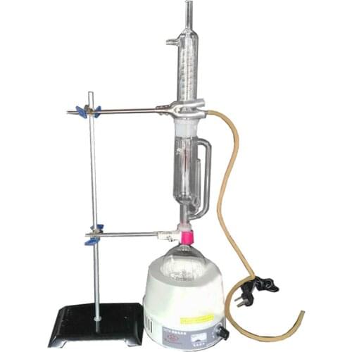 250ml-1000ml New Lab Soxhlet Extractor Essential Oil Steam Distillation Glassware Kits w/Thermostat Electric Heater Condenser