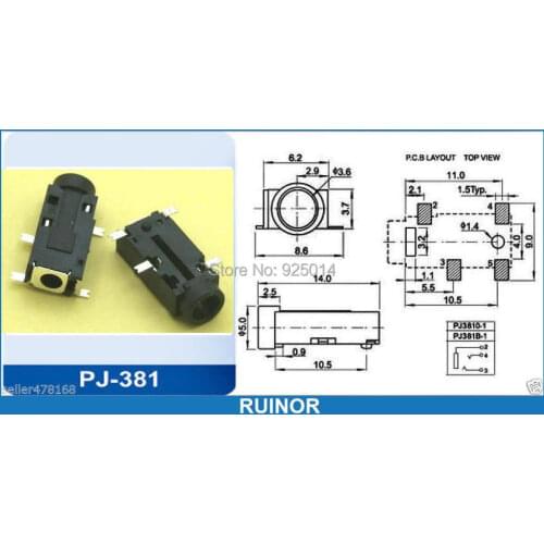500PCS 4pin SMD SMT 3.5mm Socket Jack for Headset Headphones Mount