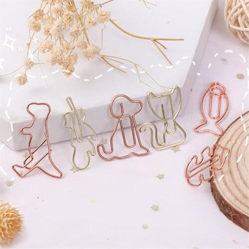 8 pcs/pack cute Cartoon pug dinosaur Mini Paper Clips Kawaii Stationery Metal Clear Binder Clips Photos Tickets Notes Letter