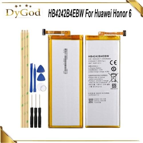 HB4242B4EBW Battery For Huawei honor 6 H60-L01 H60-L02 H60-L11 H60-L04 honor 4X High Quality Replacement Battery 3000mAh+Tools