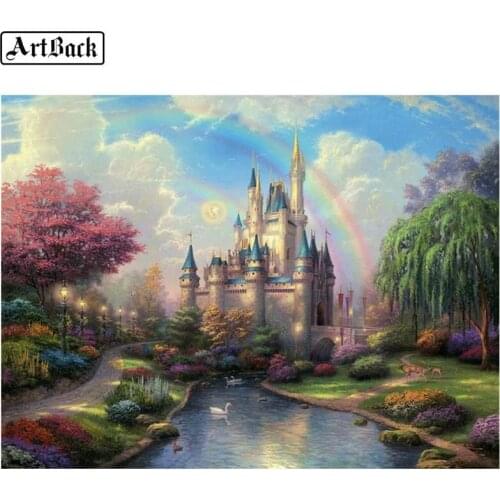 NEW 5d diamond painting rainbow castle pattern full square / round drill diamond embroidery handicraft home decoration view