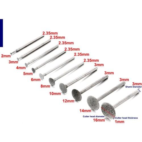 20Pcs Dremel Accesories 2.35mm 3mm Shank Diamond Mounted Point Grinding Head for Stone Jade Carving Polishing Engraving Tools