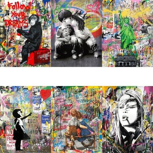 DIY 5D Diamond Painting Street Art Follow Your Dreams Handmade Square or Round Diamond Semi-finished Home Commemorative Gift