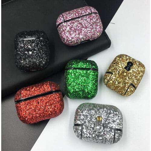 Glitter Shiny Bling Earphone Case For Apple AirPods Pro Wireless Headphone Cover For Air Pods 1 2 Shockproof Protector Hard Case